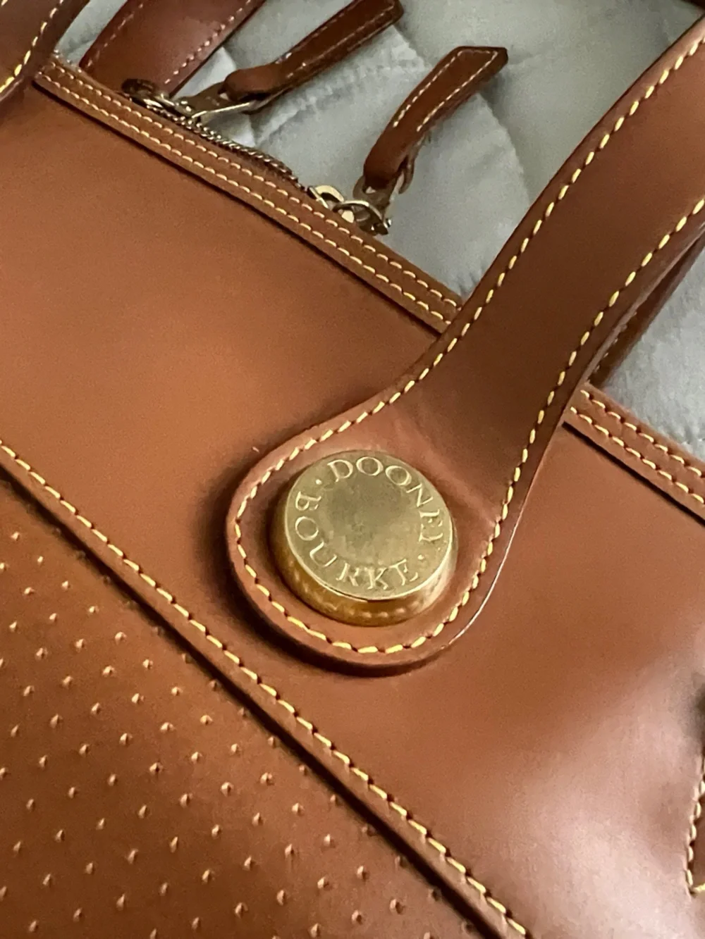 Classic Brown Dooney Tote Bag with Gold Hardware